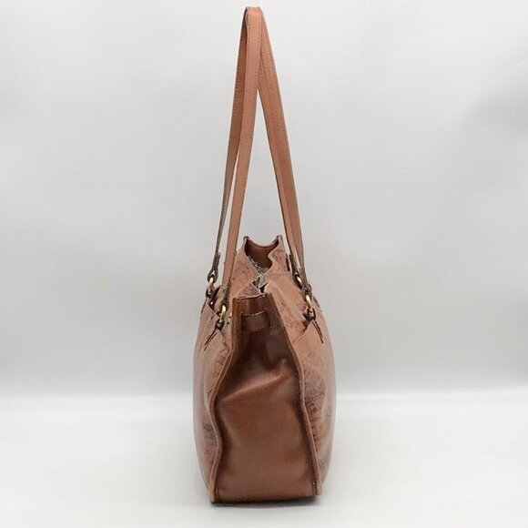 Patricia Nash Brown Leather Map Print Tote And Wallet - Picture 3 of 12